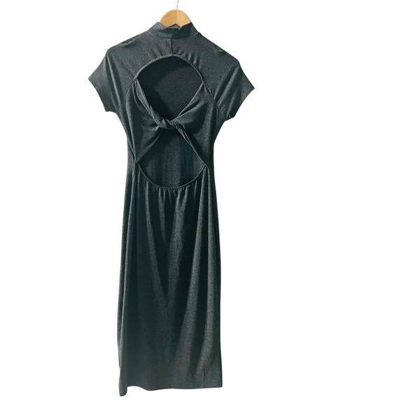 Lulus Gray Mock Neck Back Cut Out Midi Dress Size L Large - Picture 3 of 8